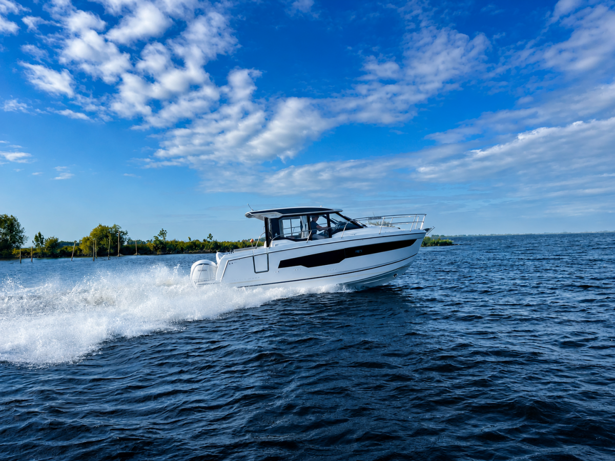 Jeanneau Merry Fisher 895 serie 2. Dit schip is aanwezig op de Yamaha stand van hiswa te water 2026. Te koop